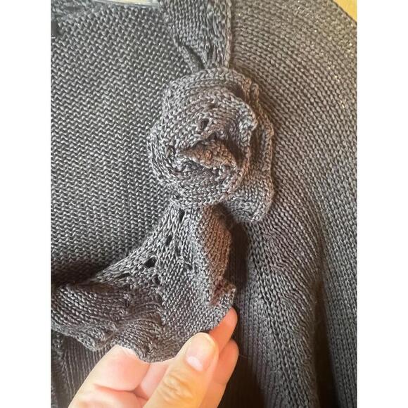 MaxMara Weekend Dark Brown Ruffled Neckline Long Sleeve Button Up Cardigan Large - Picture 5 of 10